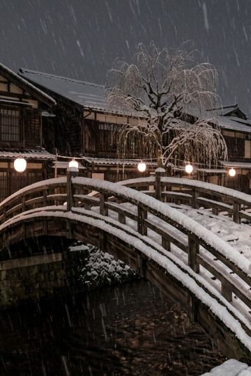 雪の橋の浪人